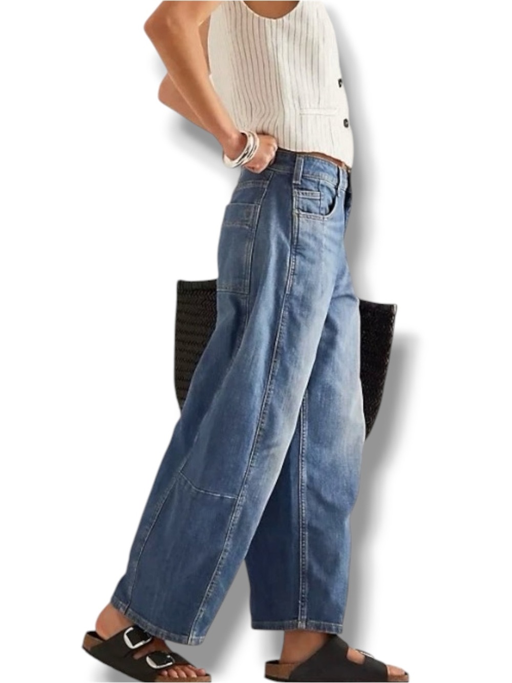 Anthropologie The Kenna Mid-Rise Heritage Barrel Jeans by Pilcro Size 25P - Picture 6 of 11